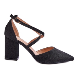 WS1 Divatos fényes pumpák fekete Galaxy sarkon