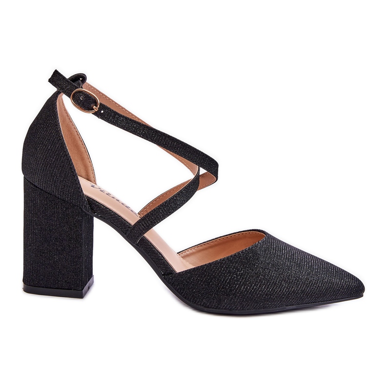 WS1 Divatos fényes pumpák fekete Galaxy sarkon