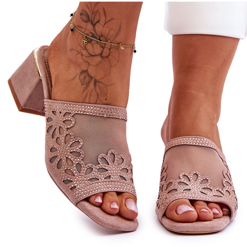 S.Barski Női sarok hálóval és cirkonokkal S. Barski KV-612-1 bézs