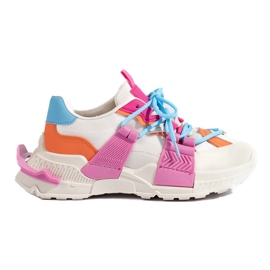 Női tarka tornacipő vastag talpon Shelovet fehér Női tarka tornacipő vastag talpon Shelovet fehér
