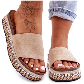 WR1 Női sima velúr papucs bézs Hayen