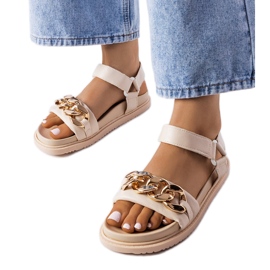 Machesney bézs színű sportszandál lánccal