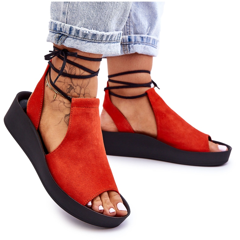 Suede Wedge Sandals Nicole 2743 Orange narancssárga