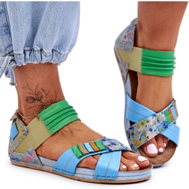 Bőr szandál Welt Maciejka 03375-34 kék