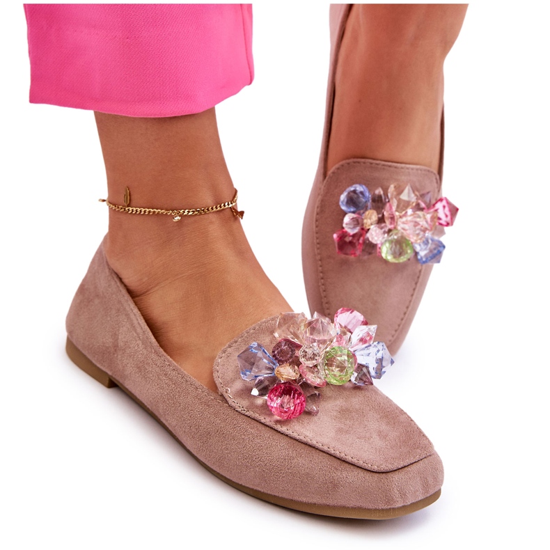 PS1 Velúr naplopók dekoratív kristályokkal, sötétbézs Arvilla