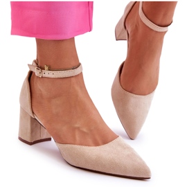 Suede Heel Pumps Beige Promise bézs
