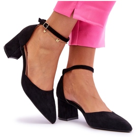 Suede Heel Pumps Black Promise fekete