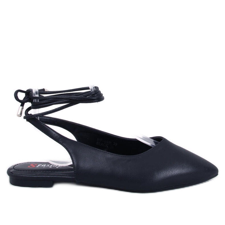 Jody Black fűzős, nyitott sarkú balettcipők fekete