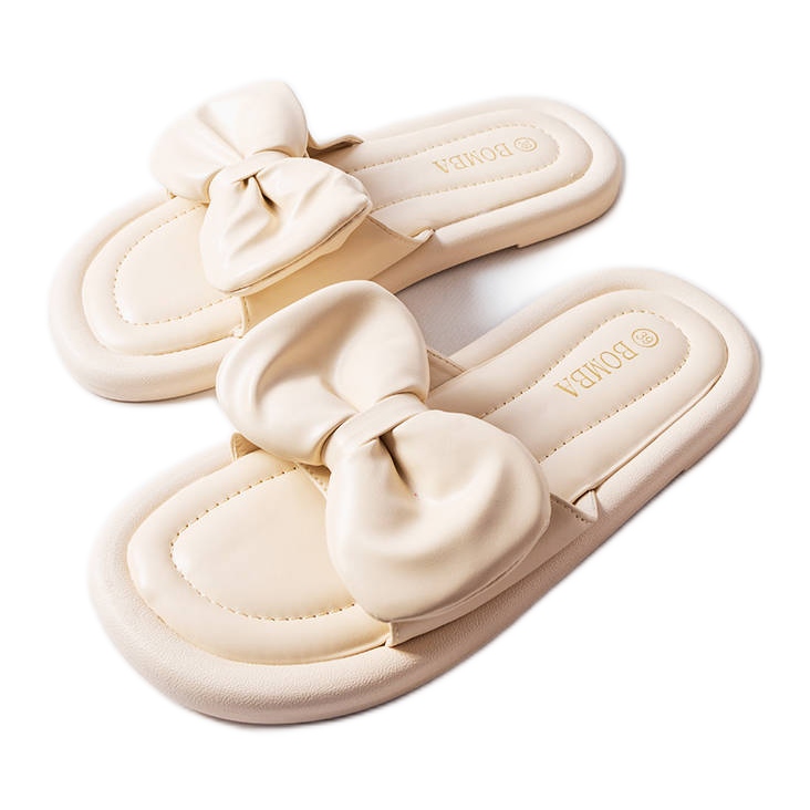 Inna Lende bézs masnis papucs