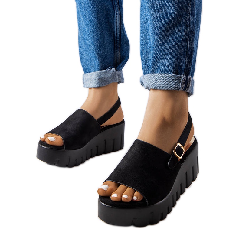 Fekete női ékszandál márka Berfin Fekete női ékszandál márka Berfin