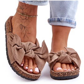 Corduroy Parafa papucs Sötétbézs Summertime