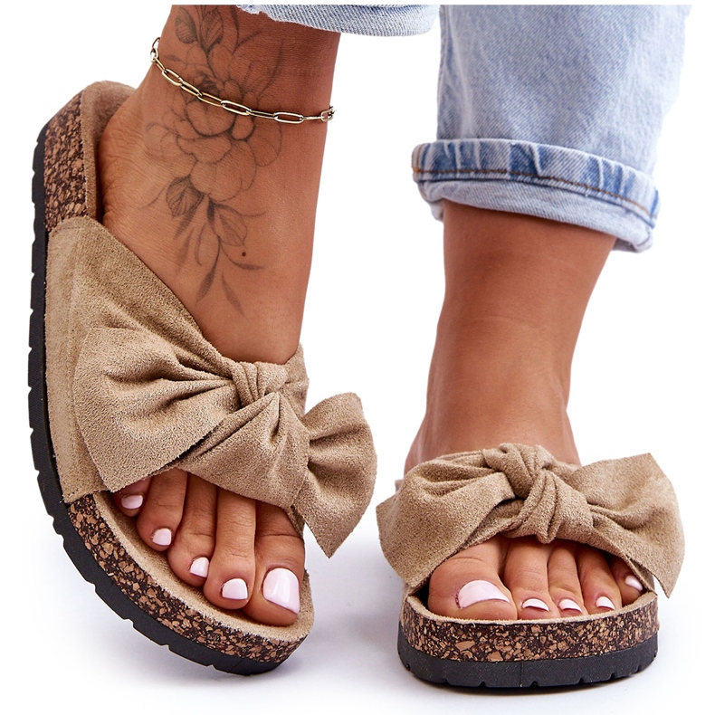 Wendy világos bézs parafa talpú papucs