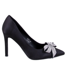 Trini Black szatén tűk masnival fekete