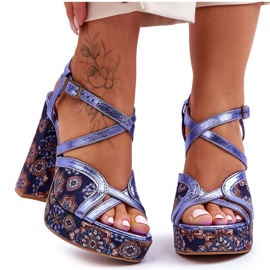 Bőr Sarkú Szandál Maciejka 06084-17 Navy Blue kék