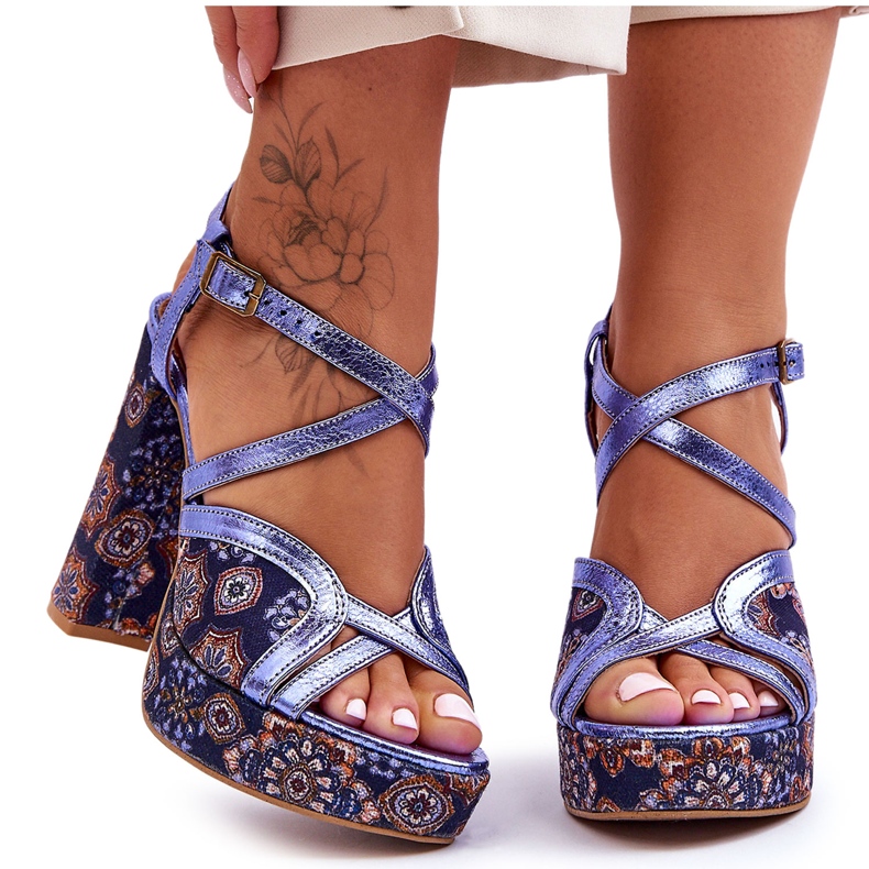 Bőr Sarkú Szandál Maciejka 06084-17 Navy Blue kék