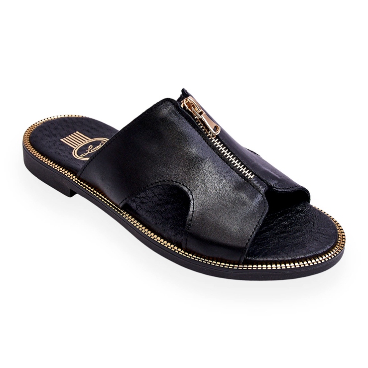 Lemar Női papucs fekete Clarence dekoratív cipzárral