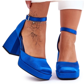 Divatos pumpák masszív sarkú kék Sandia