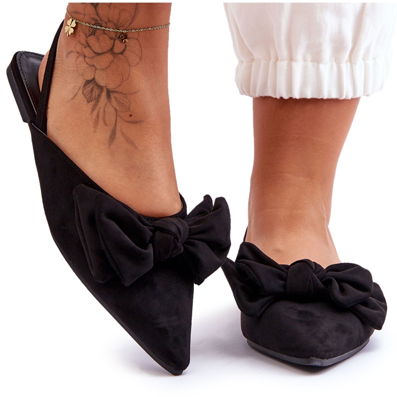 Női bebújós balerinák fekete Nadine masnival Női bebújós balerinák fekete Nadine masnival