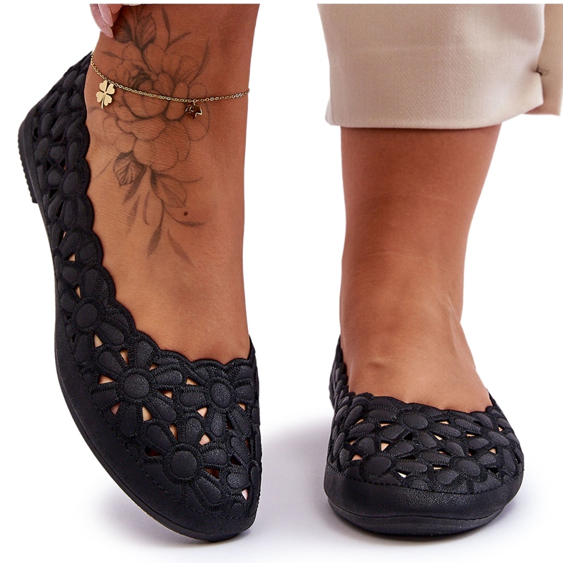 PE1 Női áttört balerina fekete látnok