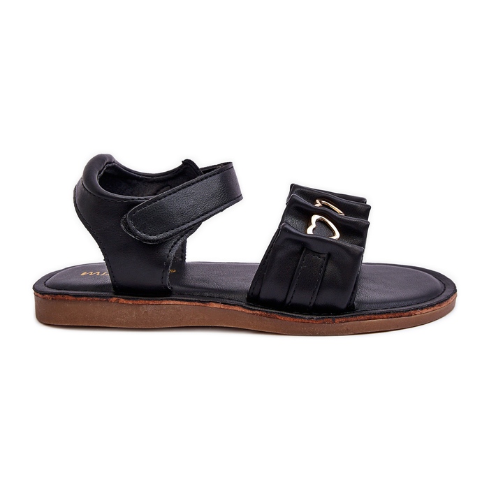 Gyermek szandál tépőzáras szívvel Fekete Havanna