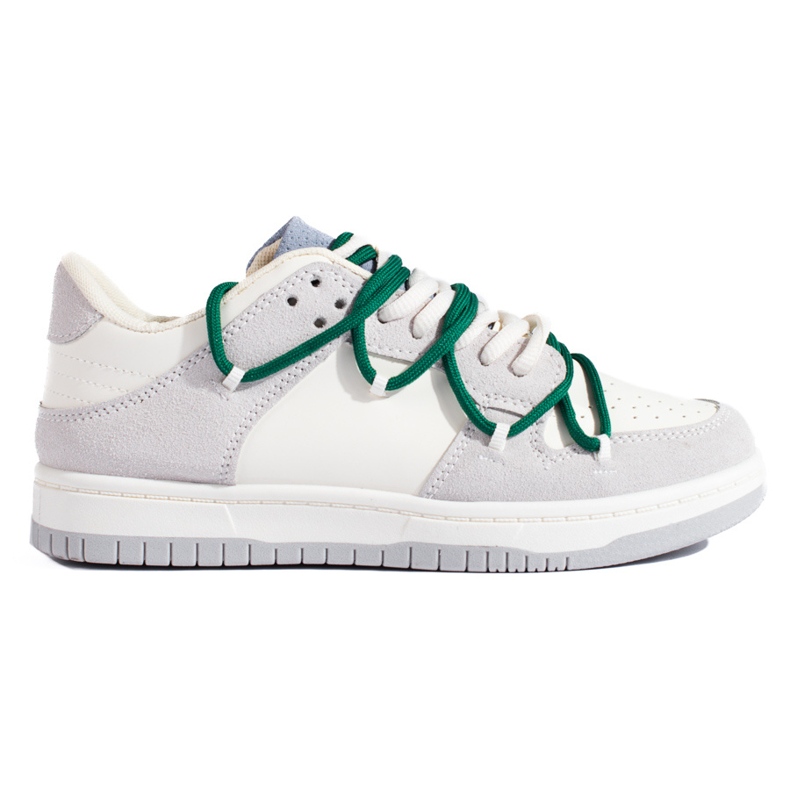 Shelovet tornacipő zöld fűzővel fehér