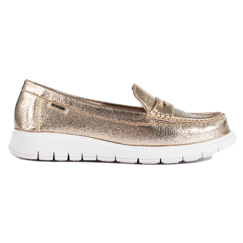 Arany mokaszinok vastag Shelovet platformon aranysárga