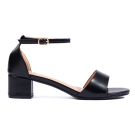 Klasszikus elegáns női szandál alacsony sarkú Shelovet fekete