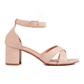 Női Shelovet bézs sarkú szandál