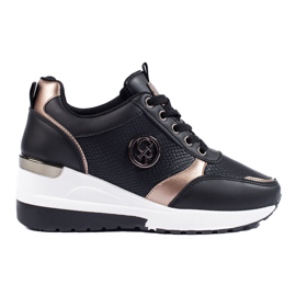 Fekete Shelovet női ék alakú tornacipő