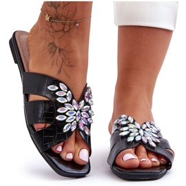 Papucs díszítő kövekkel S.Barski 617-22 Fekete Papucs díszítő kövekkel S.Barski 617-22 Fekete