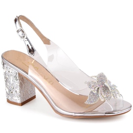 Női átlátszó ezüst szandál cirkóniákkal S.Barski MR1037-18 Női átlátszó ezüst szandál cirkóniákkal S.Barski MR1037-18