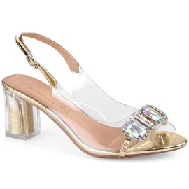 Női átlátszó szandál arany oszlopon, cirkóniákkal S.Barski MR1037-42 aranysárga Női átlátszó szandál arany oszlopon, cirkóniákkal S.Barski MR1037-42 aranysárga