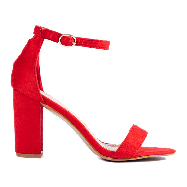 Piros velúr magas sarkú szandál a Shelovet márkától