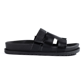 Fekete női papucs vastag Shelovet platformon Fekete női papucs vastag Shelovet platformon