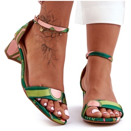 Mintás szatén magassarkú szandál zöld mix Inspire Me! sokszínű