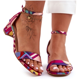 FS1 Mintás szatén magassarkú szandál Red Mix Inspire Me! sokszínű