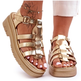 Lapos bőr szandál arany diosa pánttal aranysárga Lapos bőr szandál arany diosa pánttal aranysárga