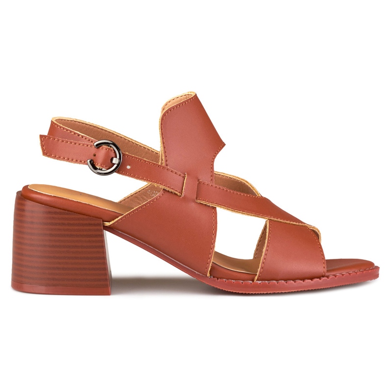 La.Fi Barna bőr tűsarkú szandál