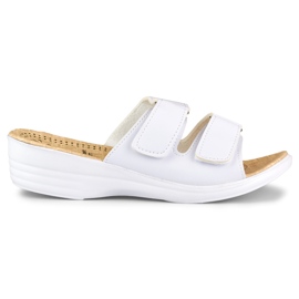 Kényelmes női papucs fehér tépőzárral Kényelmes női papucs fehér tépőzárral