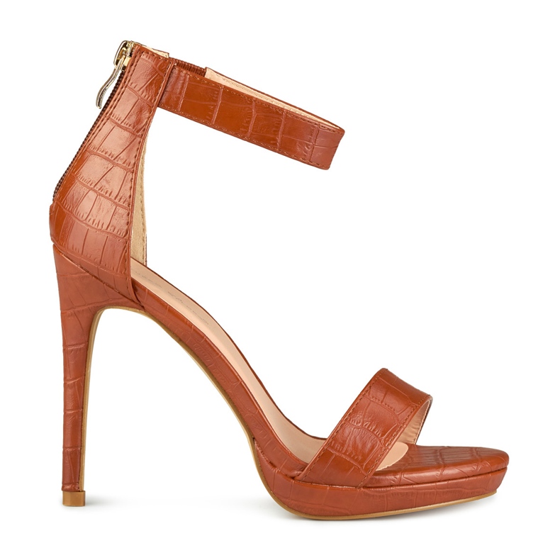 Női karamell magassarkú szandál barna