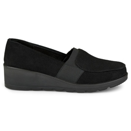 Kényelmes női cipő gumiszalaggal fekete