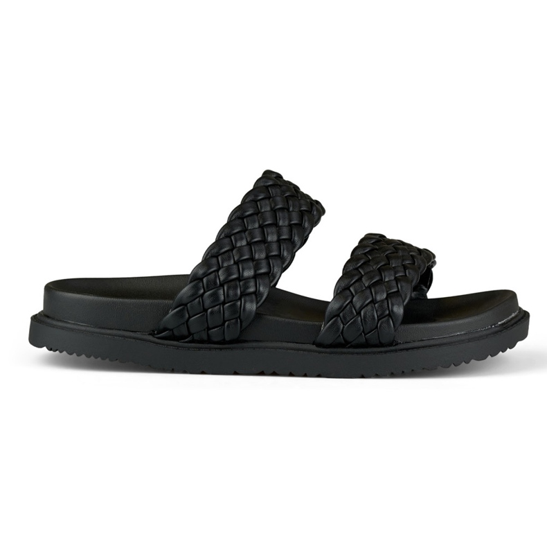 Fekete szőtt női papucs