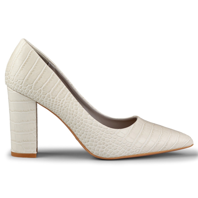 Világos szivattyúk egy eco-bőr oszlopon szürke