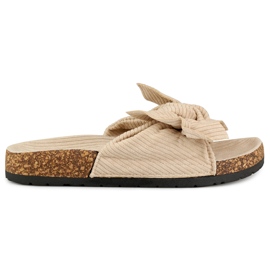 Klasszikus velúr bézs színű női papucs masnival Klasszikus velúr bézs színű női papucs masnival