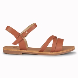 Lila női barna lapos szandál