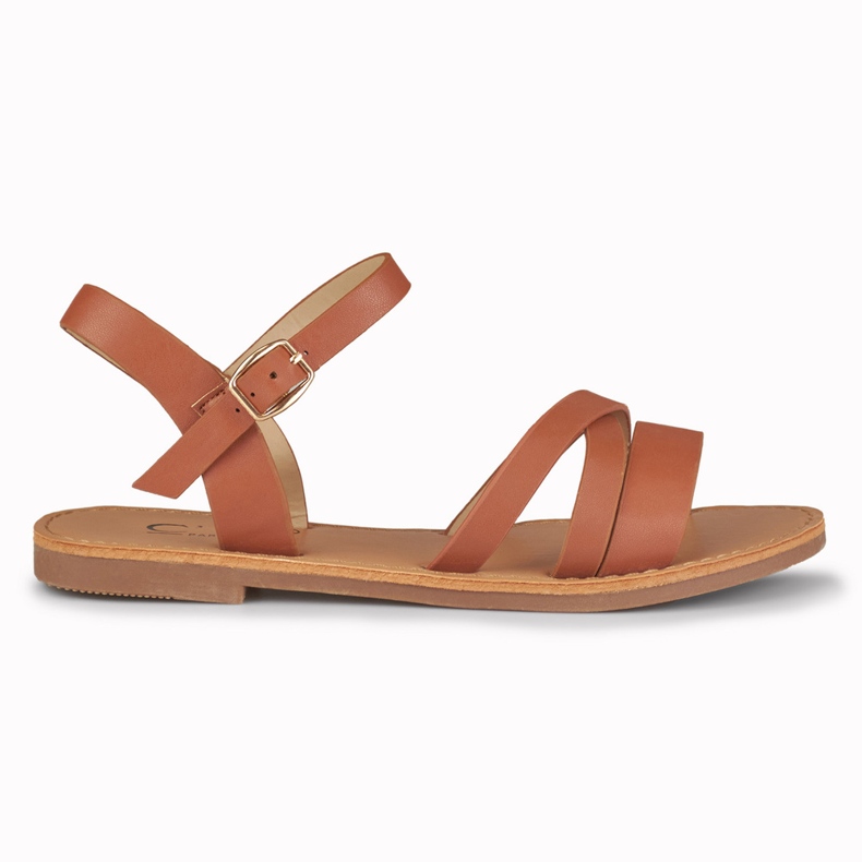 Lila női barna lapos szandál