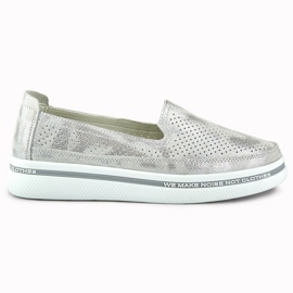 Női áttört bőrcipő ezüst