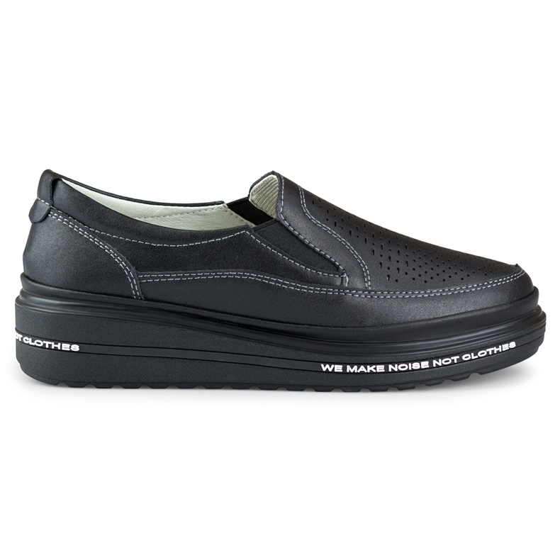 Női áttört cipő természetes bőrből fekete Női áttört cipő természetes bőrből fekete