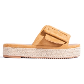 Shelovet tevevelúr espadrill csúszdák bézs Shelovet tevevelúr espadrill csúszdák bézs