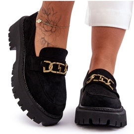 FB2 Női Velúr Platform Loafers Fekete Larey